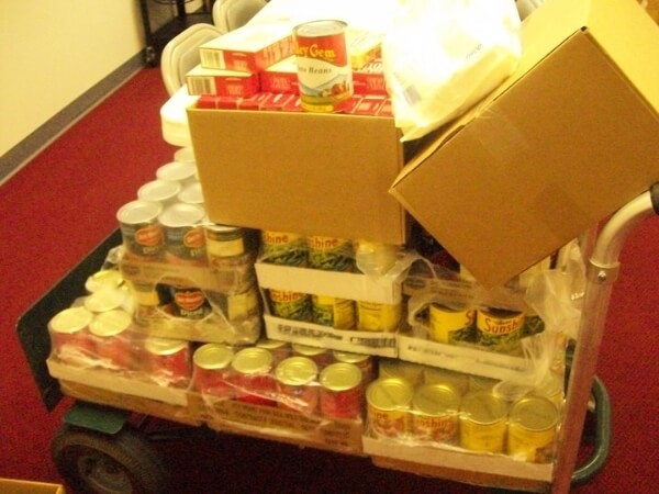 Canned goods donated to the Food Pantry Ministry